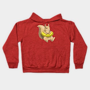 Squirrel Swimming Swim ring Kids Hoodie